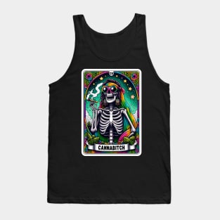 Cannabitch, Funny weed skeleton tarot card Tank Top